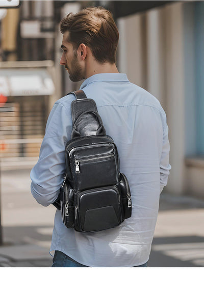Bolsa Pecho Cuero Genuino para Hombre - Estilo Casual Minimalista - Image 18