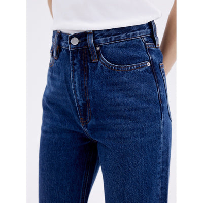 Jeans Rectos Azul Oscuro para Mujer - Estilo Simple y Versátil - Image 4