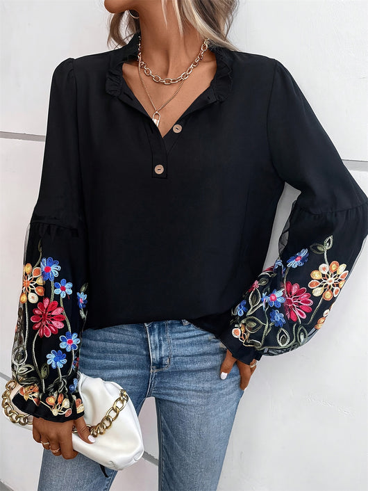 Blusa Larga de Mujer Estilo Europeo y Americano con Cuello en V para Verano - Image 7