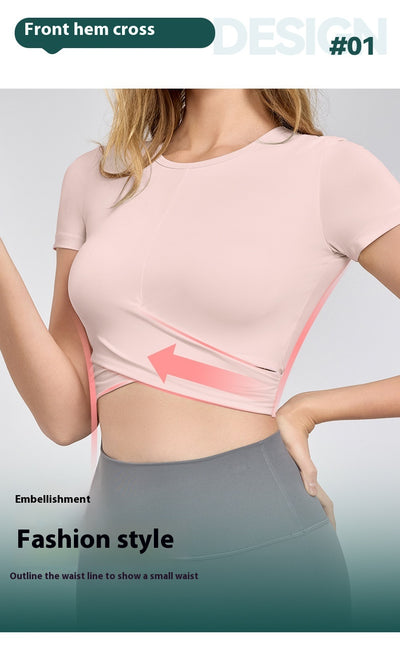 Top de Yoga con Pliegues Cruzados - Ropa Deportiva Manga Corta - Image 22