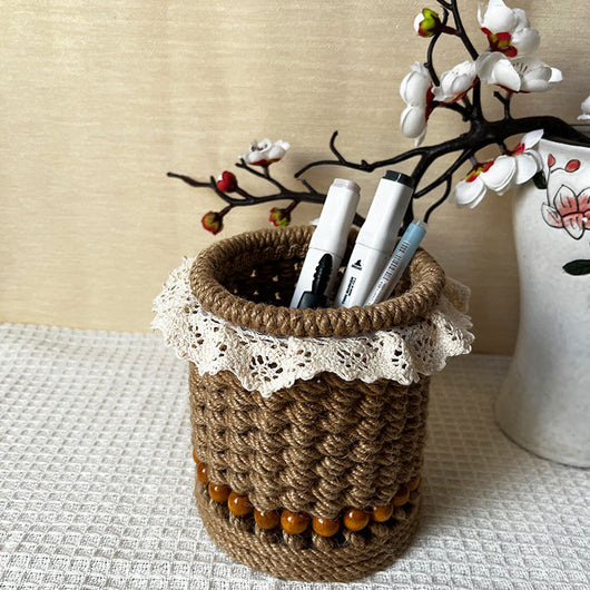 Organizador de Escritorio Tejido a Mano Estilo Retro Americano - Image 4