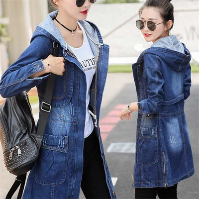 Chaqueta Denim Hoodie de Manga Larga para Mujer - Image 14