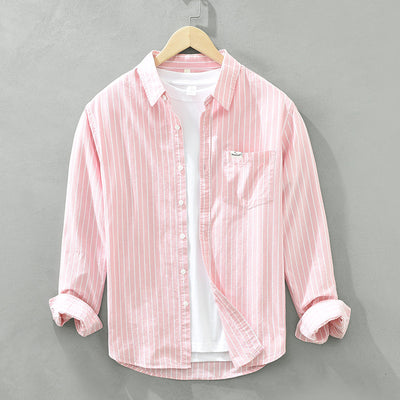 Camisa Oxford Casual de Rayas para Hombre - Corte Relajado y Manga Larga - Image 8