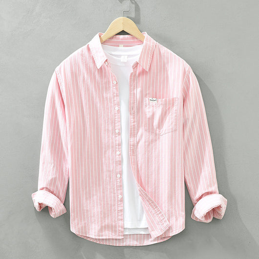 Camisa Oxford Casual de Rayas para Hombre - Corte Relajado y Manga Larga - Image 8