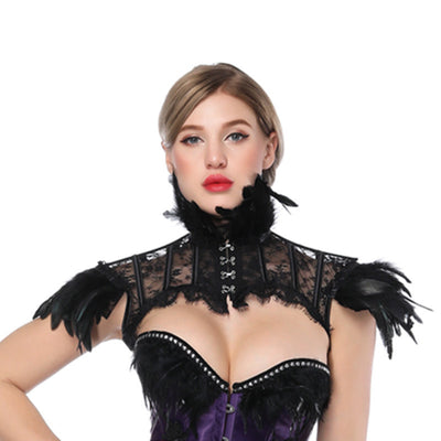 Capa de Encaje con Plumas para Cosplay y Disfraz