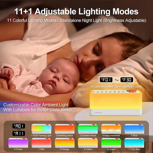 Máquina de Sonidos Blancos con Luz RGB Bluetooth - Lámpara Atmosférica 7 Colores