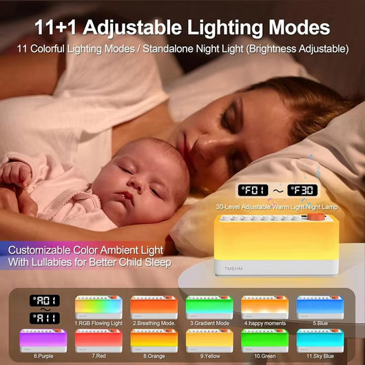 Máquina de Sonidos Blancos con Luz RGB Bluetooth - Lámpara Atmosférica 7 Colores