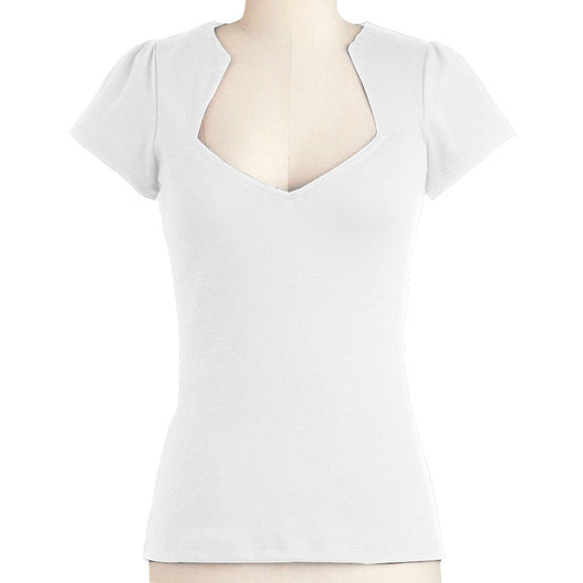 Blusa Suelta de Cuello Abierto para Mujer - Manga Corta Color Liso - Image 13