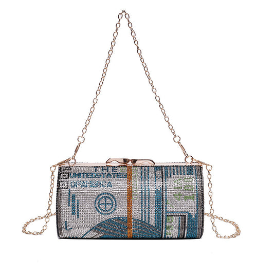 Bolso Cilíndrico de Moda Coreana con Cadena y Correa Diagonal
