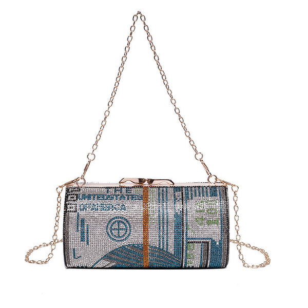 Bolso Cilíndrico de Moda Coreana con Cadena y Correa Diagonal