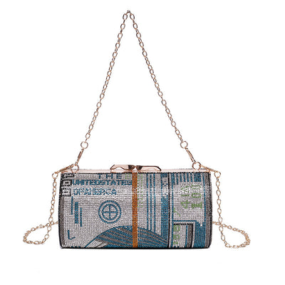 Bolso Cilíndrico de Moda Coreana con Cadena y Correa Diagonal