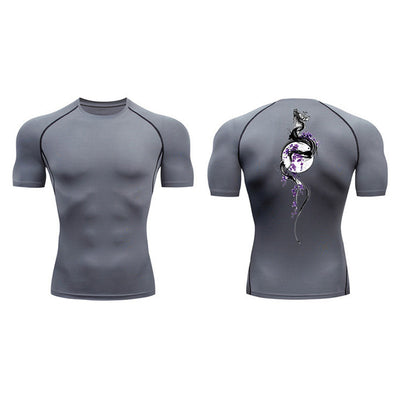 Playera de Compresión Estampado Espada Manga Corta Verano Hombre - Image 25