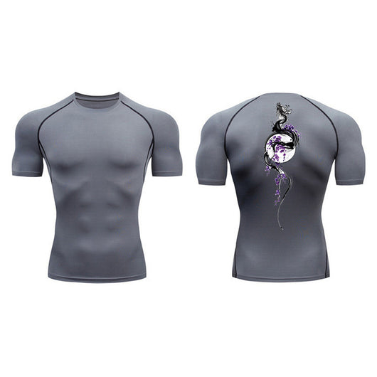 Playera de Compresión Estampado Espada Manga Corta Verano Hombre - Image 25