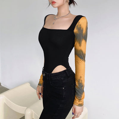 Blusa Retro de Diseño Francés con Escote Cuadrado y Bloques de Color - Image 11