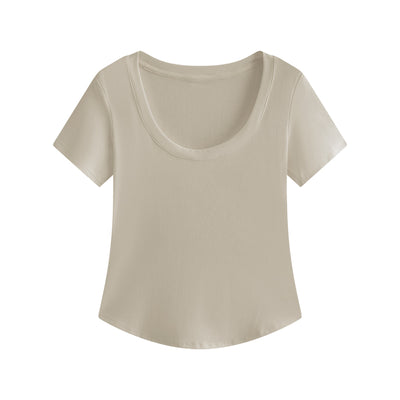 Blusa Slim Fit Escote U Manga Corta Efecto Adelgazante - Image 8