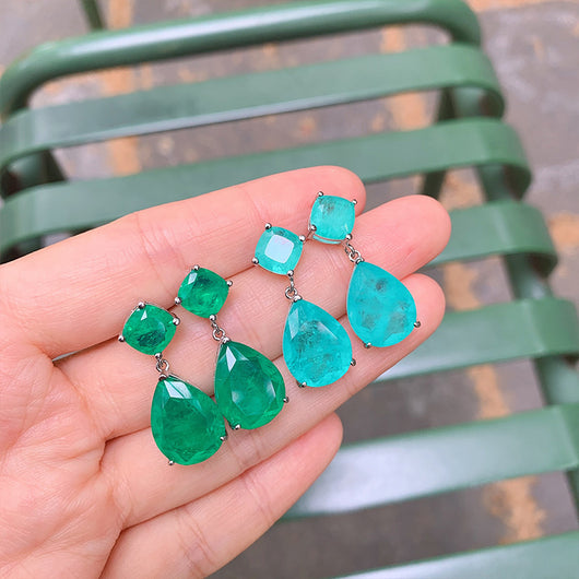 Aretes Paraíba Azul Simulado - Diseño Minimalista Elegante para Mujer - Image 3