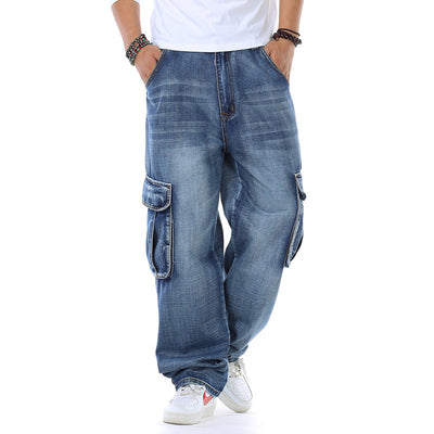 Jeans Ancho de Moda con Múltiples Bolsillos