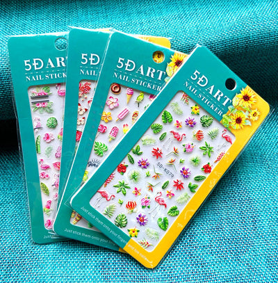 Stickers de Uñas 3D con Relieve - Diseño Cuadros y Moños para Verano - Image 29