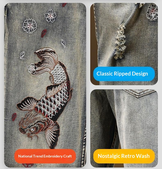 Jeans Rectos Stretch con Bordados para Hombre - Image 11