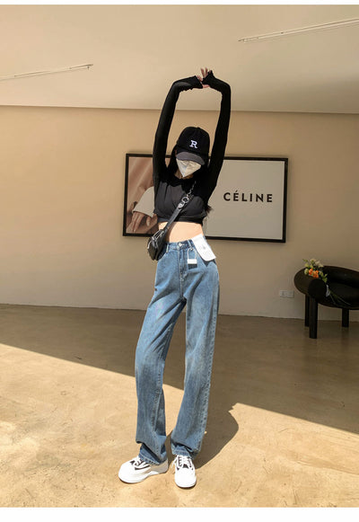 Pantalones Vaqueros Pierna Ancha Talla Grande para Mujer Otoño e Invierno - Image 9