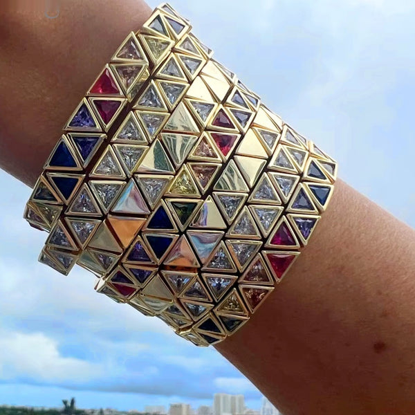 Pulsera Elástica de Zircón Triangular Brillante para Mujer