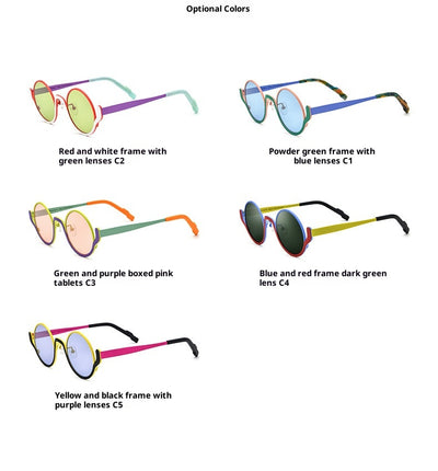 Lentes de Sol Mujer Bloques de Color Titanio Puro Diseño Redondo - Image 16
