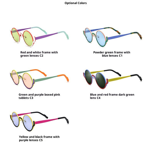 Lentes de Sol Mujer Bloques de Color Titanio Puro Diseño Redondo - Image 16