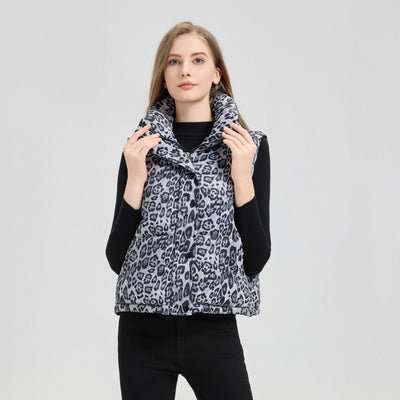 Chaleco de Algodón Estampado Leopardo con Cuello Mao - Image 7