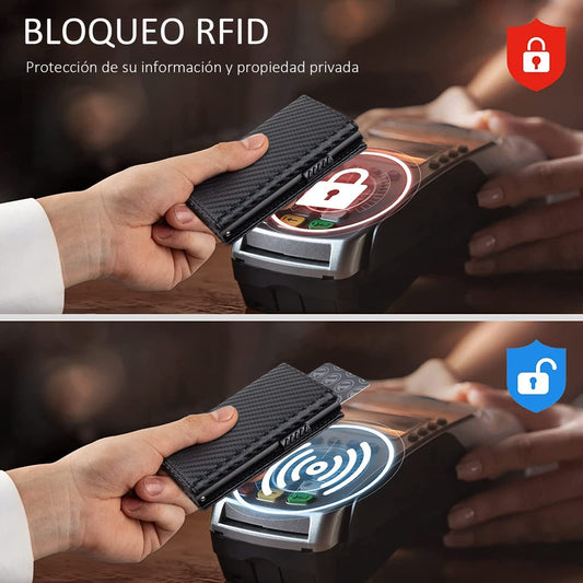 Billetera Inteligente de Fibra de Carbono con Bloqueo RFID y Múltiples Compartimentos - Image 2