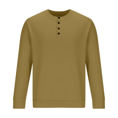 Camiseta Henley Suelta de Algodón Texturizado Manga Larga - Image 16