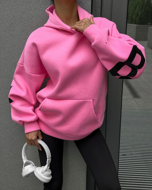 Sudadera Estampada Gruesa Oversize de Manga Larga Versátil - Image 35