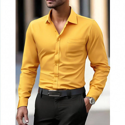 Camisa Ejecutiva Elástica de Manga Larga para Tallas Grandes - Image 7