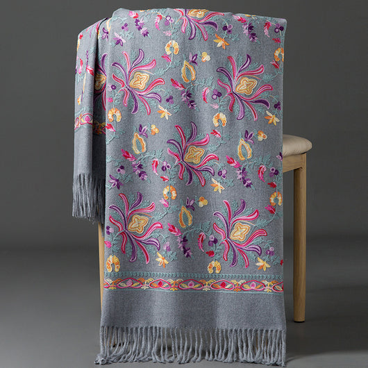 Bufanda Cashmere Tibetana Bordada Gruesa para Invierno - Image 12