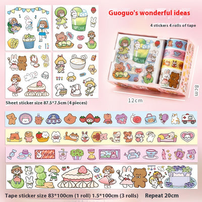 Set de Stickers Adhesivos Infantiles con Diseños Animados y Cinta Decorativa - Image 9