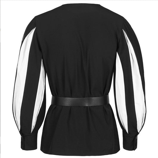 Blusa Retro con Cuello de Encaje y Cierre de Cordones para Mujer - Image 16