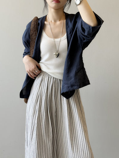 Blusa Suelta de Ramio Retro Artística con Protección Solar y Mangas Largas - Image 17