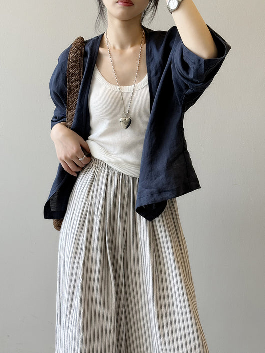 Blusa Suelta de Ramio Retro Artística con Protección Solar y Mangas Largas - Image 17
