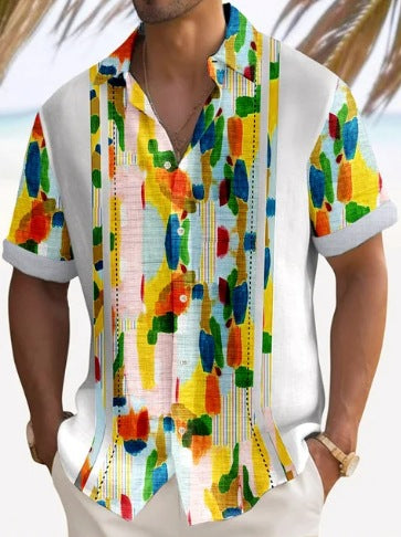 Camisa de Rayas para Hombre - Manga Corta Estilo Playa - Image 24