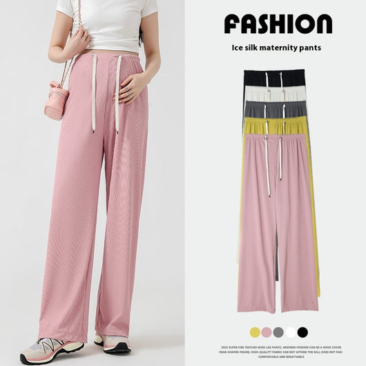 Pantalones Premamá Cómodos de Pierna Ancha sin Cintura Ajustable - Image 4