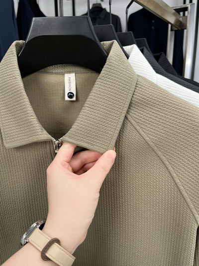 Polo Manga Larga con Textura Waffle y Cierre Medio - Estilo Americano - Image 9