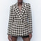 Abrigo Tipo Blazer Doble Botonadura Pata de Gallo para Mujer