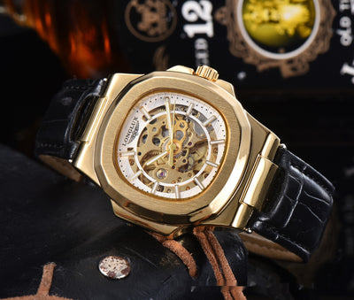 Reloj Mecánico Impermeable para Hombre con Correa de Cuero Barril - Image 8