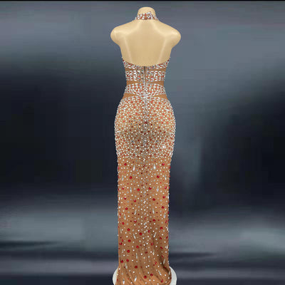 Vestido de Gala Escote Espalda Descubierta con Cristales y Brillantes - Image 13