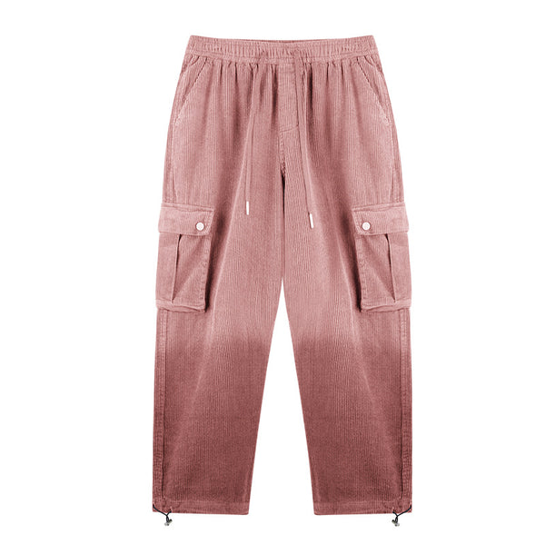 Pantalones Corduroy Retro Americano con Bolsillos y Cintura Ajustable