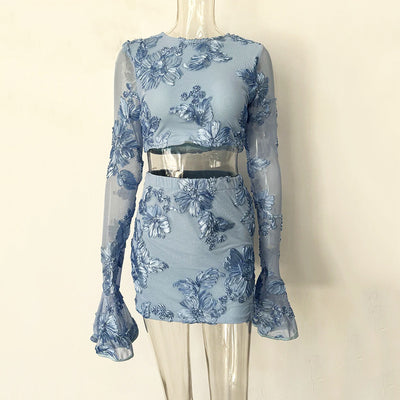 Conjunto Falda y Blusa Floreada Espalda Descubierta para Mujer - Image 7
