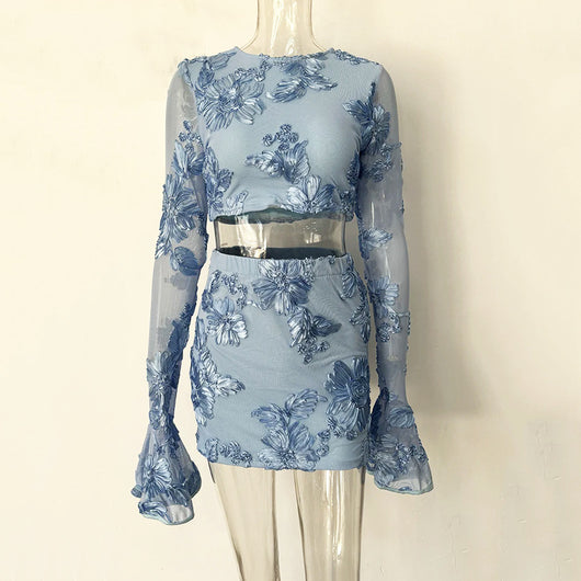 Conjunto Falda y Blusa Floreada Espalda Descubierta para Mujer - Image 7