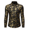 Camisa Casual de Hombre con Estampado Metalizado y Solapa