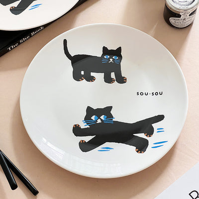Plato de Cerámica Gato Negro - Vajilla Elegante para Desayuno y Ensalada - Image 11