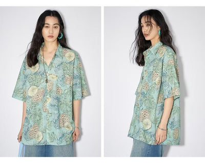 Camisa de Seda Floral Fresca para Hombre - Manga Corta Verano - Image 15
