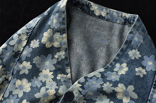 Chaqueta Denim Estampada Mujer Manga Murciélago Suelta - Image 19
